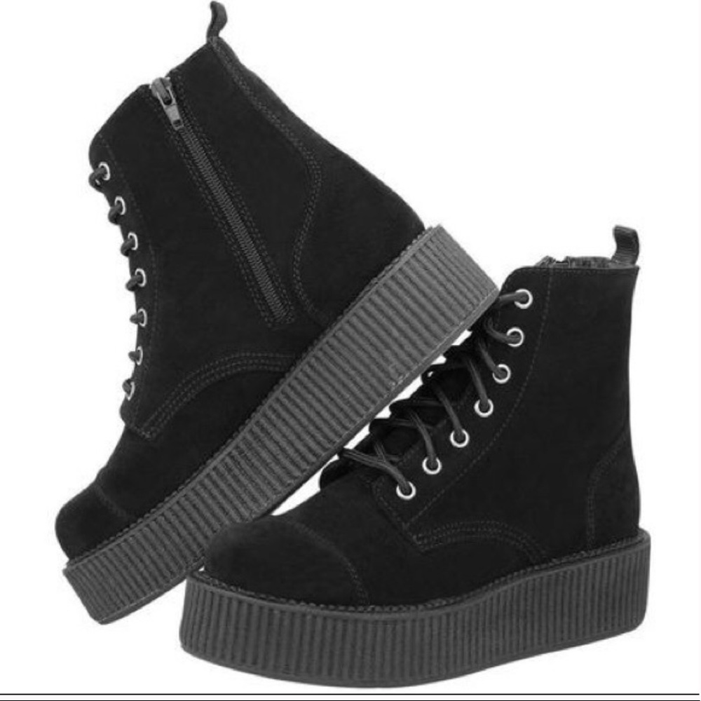 NEW TUK Black Suede Viva creeper boots